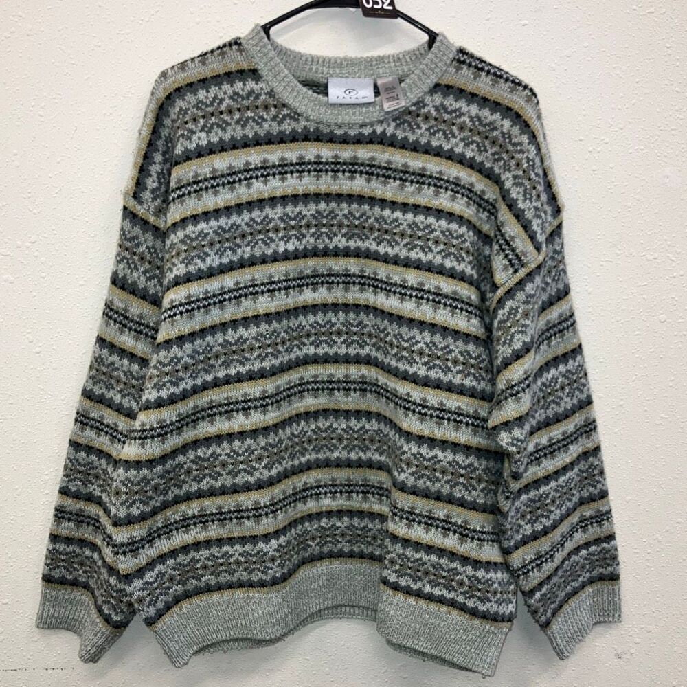 Farah vintage 90’s acrylic fair isle crewneck sweater academia preppy grandpa 73